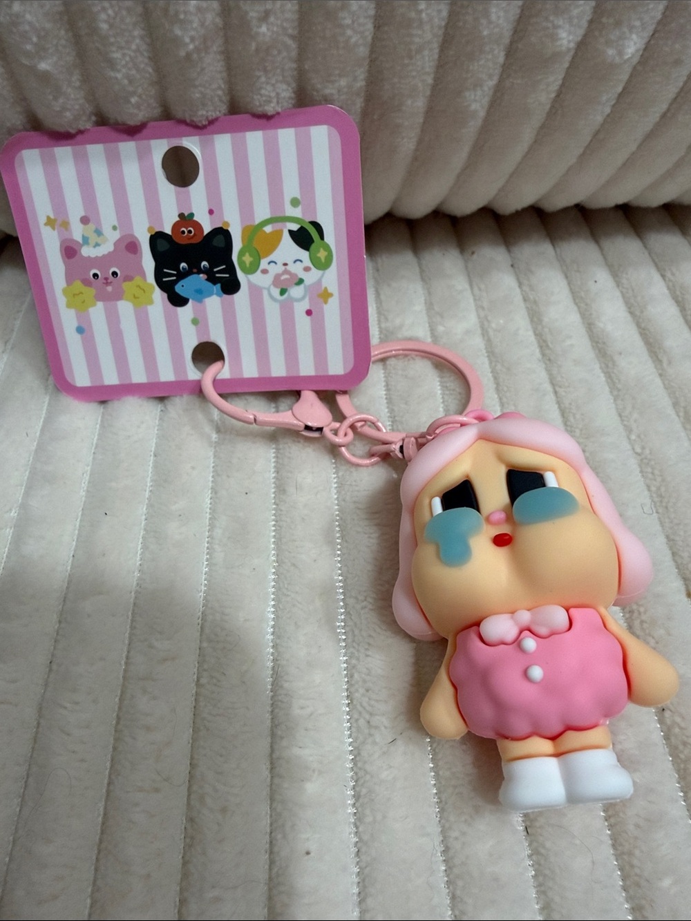 Pink Crying Doll Keychain - New in bag.